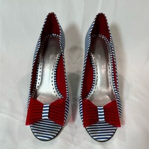 Red-white and blue ladies heels